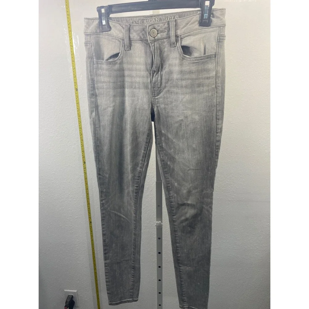 American Eagle Outfitters Womens Grey Skinny Jeans Denim‎ Pants Wash Size 4